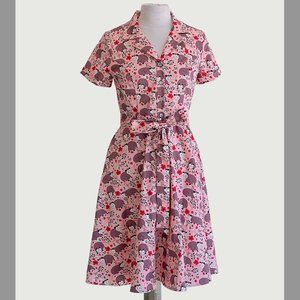 Eva Rose Pink Possum Print Shirt Dress